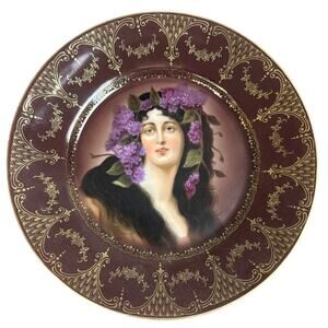Antique Royal Vienna Portrait Plate Hand Painted Gilt Porcelain  Beehive 1900s